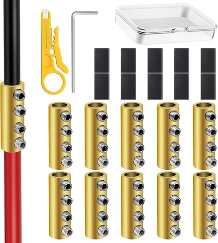 10Pcs 6 Gauge Wire Connectors, 80A Wire Splice Connectors 6AWG Quick Connect Wire Nuts Connectors with 10Pcs Heat Shrink Tubes, Mini Wire Stripper, Screws, Wrench Battery Cable Terminal Connectors in Saudi Arabia