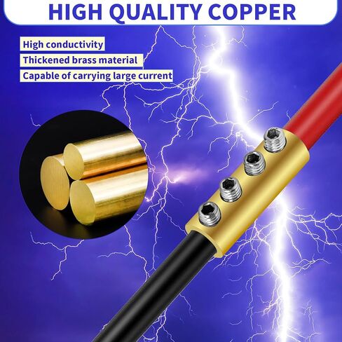 10Pcs 6 Gauge Wire Connectors, 80A Wire Splice Connectors 6AWG Quick Connect Wire Nuts Connectors with 10Pcs Heat Shrink Tubes, Mini Wire Stripper, Screws, Wrench Battery Cable Terminal Connectors in Saudi Arabia