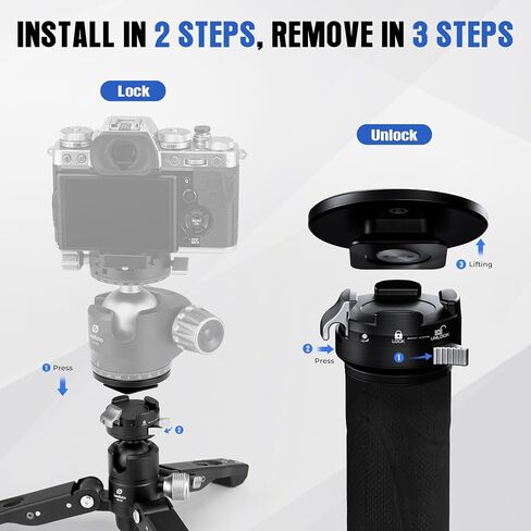 Carbon Fiber Camera Monopod Lightweight Travel Quick Lock System, Maximum Load 40kg, 360° Panoramic Camera Stand, Waterproof System (MPC-366C) in Saudi Arabia