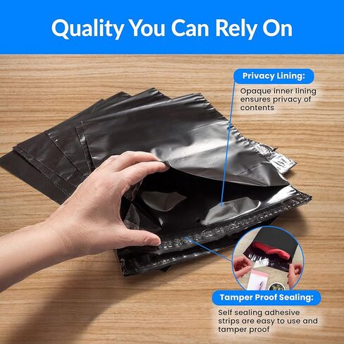 ريلي. (110 قطعة) بريد بولي 24 × 24 بوصة، أسود | أكياس شحن كبيرة جدًا للشركات الصغيرة | أكياس بولي للشحن/حقيبة تغليف للملابس | مظاريف بريدية بلاستيكية غير مبطنة، ختم ذاتي in Kuwait