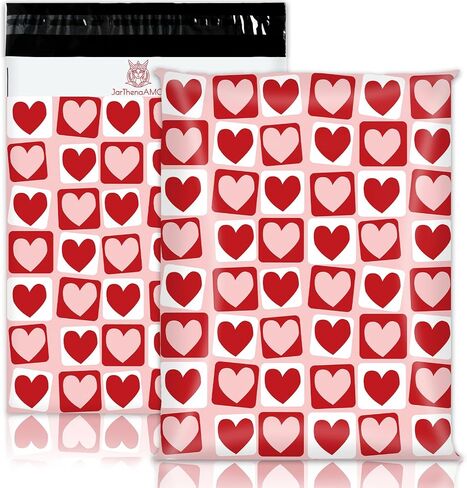 100Pcs Valentine's Day Poly Mailer 10 x 13 Inch Love Heart Packaging Bags Self Seal Mailing Envelopes Bags for Small Business Clothing in Saudi Arabia