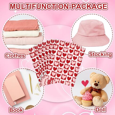 100Pcs Valentine's Day Poly Mailer 10 x 13 Inch Love Heart Packaging Bags Self Seal Mailing Envelopes Bags for Small Business Clothing in Saudi Arabia