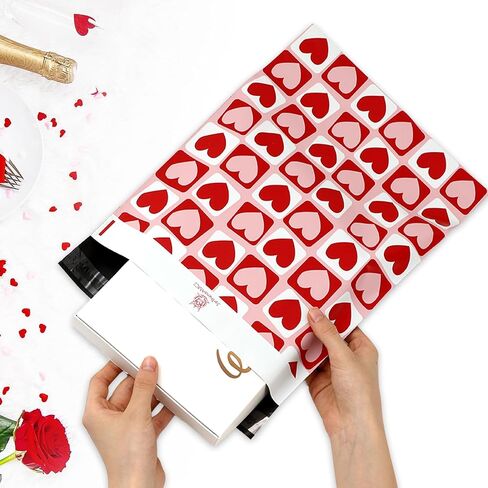 100Pcs Valentine's Day Poly Mailer 10 x 13 Inch Love Heart Packaging Bags Self Seal Mailing Envelopes Bags for Small Business Clothing in Saudi Arabia