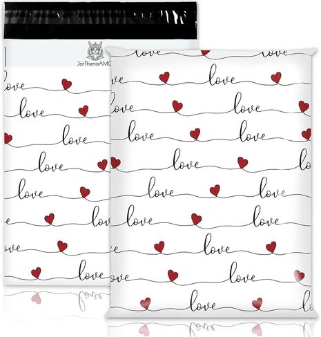100Pcs Valentine's Day Poly Mailer 10 x 13 Inch Love Heart Packaging Bags Self Seal Mailing Envelopes Bags for Small Business Clothing in Saudi Arabia