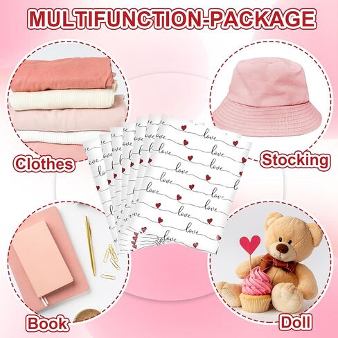 100Pcs Valentine's Day Poly Mailer 10 x 13 Inch Love Heart Packaging Bags Self Seal Mailing Envelopes Bags for Small Business Clothing in Saudi Arabia