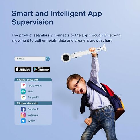 Fitdays Smart Digital Height Measuring Device for Kids – Wireless Height Tracker with Dual Ultrasonic Measurement Technology – Accurate Smart Height Measurement Scale – Quirky Astronaut Design in Saudi Arabia