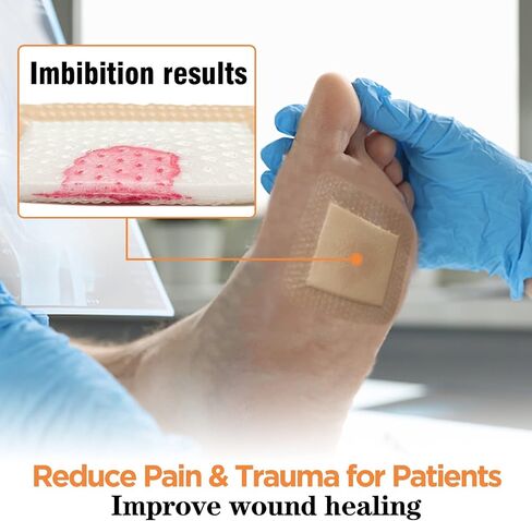 Carbou Silicone Foam Dressing with Adhesive Gentle Border,3"x3" Waterproof Wound Dressing Bandage,High Absorbency Pad, Foam Bandage for Wound Care 10 Pack in Kuwait