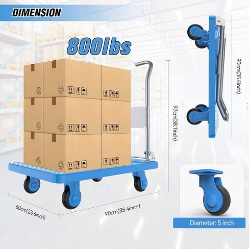 Foldable Platform Truck Dolly 28.7x18.5x33.4 inches Moving Platform Hand Truck,400lbs Capacity Moving Flatbed Cart Push Cart Platform Dolly Cart for Warehouse,Groceries in Saudi Arabia