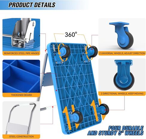 Foldable Platform Truck Dolly 28.7x18.5x33.4 inches Moving Platform Hand Truck,400lbs Capacity Moving Flatbed Cart Push Cart Platform Dolly Cart for Warehouse,Groceries in Saudi Arabia