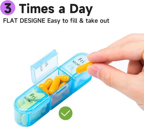 Pill Organizer 3X a Day, Weekly Pill Organizer 3 Times a Day, Pill Box 7 Day, Pill Cases Organizers 7 Day, Daily Pill Organizer Travel, Daviky Medicine Pill Organizer to Hold Vitamins and Medication in Kuwait