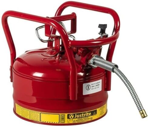 Justrite AccuFlow 7350110 Type II Galvanized Steel Transport and Dispensing Flammable Safety Can with 5/8" Flexible Spout, 5 Gallon Capacity, Red in Saudi Arabia