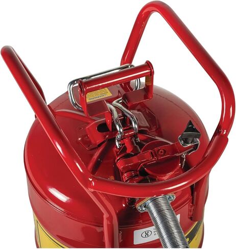 Justrite AccuFlow 7350130 النوع الثاني من الفولاذ المجلفن لنقل وتوزيع علبة آمنة قابلة للاشتعال مع صنبور مرن مقاس 1 بوصة، سعة 5 جالون، أحمر in Kuwait