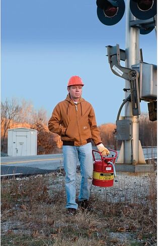 Justrite AccuFlow 7350130 النوع الثاني من الفولاذ المجلفن لنقل وتوزيع علبة آمنة قابلة للاشتعال مع صنبور مرن مقاس 1 بوصة، سعة 5 جالون، أحمر in Kuwait