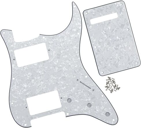 FLEOR 4Ply White Pearl HH Pickguard 11 Holes ST Guitar Pick Guard Backplate Screws Set in Kuwait