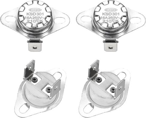 uxcell KSD301 Thermostat 210°C/410°F 16A Normally Open N.O Adjust Snap Disc Temperature Switch for Microwaves,Oven,Coffee Maker 4 Pcs,Ceramic Material in Kuwait