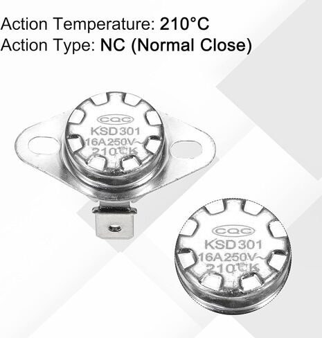 uxcell KSD301 Thermostat 210°C/410°F 16A Normally Open N.O Adjust Snap Disc Temperature Switch for Microwaves,Oven,Coffee Maker 4 Pcs,Ceramic Material in Kuwait