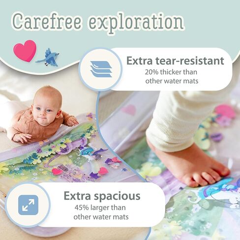 Tummy Time Water Mat XXL for Babies by Freudeskind, Premium Montessori Inflatable Water Play Mat Infants and Toddlers 3-36 m, Educational Toy Developed with German Educators in Saudi Arabia