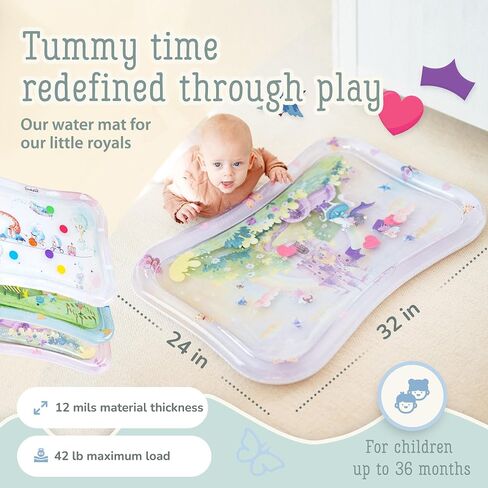 Tummy Time Water Mat XXL for Babies by Freudeskind, Premium Montessori Inflatable Water Play Mat Infants and Toddlers 3-36 m, Educational Toy Developed with German Educators in Saudi Arabia