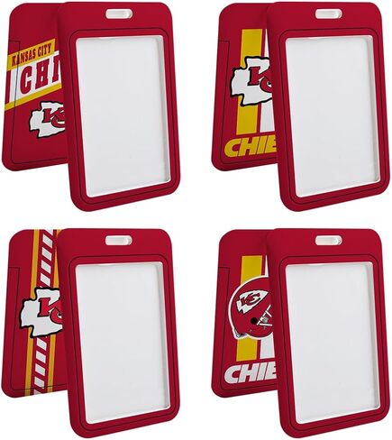 4 Pack Football ID Badge Holder Vertical Plastic Card Case for Office School, Card Protector Waterproof for Philadelphia Men Women ID Credit Cards in Saudi Arabia