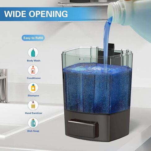 SVAVO Wall Mounted Soap Dispenser Kitchen Bathroom Manual Soap Dispenser Refillable Hand soap Dispenser for Liquid Contianers Shampoo Gel Chamber for Household Commerical 23.7oz (700ml) ABS in Kuwait