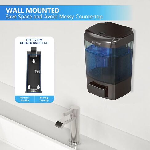 SVAVO Wall Mounted Soap Dispenser Kitchen Bathroom Manual Soap Dispenser Refillable Hand soap Dispenser for Liquid Contianers Shampoo Gel Chamber for Household Commerical 23.7oz (700ml) ABS in Kuwait