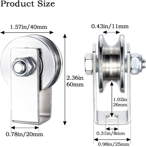 عجلة بكرة كابل 40 مم، تحمل من الداخل، بكرة حبل لنظام البكرة، معدات الصالة الرياضية، حبل الغسيل والمشروعات اليدوية، عبوة من قطعتين in Kuwait