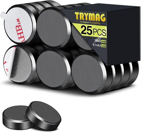 Magnets for Crafts with Adhesive Backing, TRYMAG Small Ceramic Crafts Magnets Round Disc Magnets, Tiny Flat Circle Ferrite Industrial Magnets for Crafts, Science, Hobbies, Project - 0.7Inch, 20PCS in Kuwait
