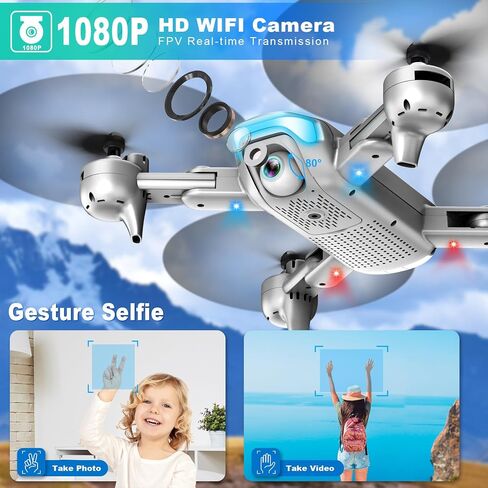Drone with Camera, Foldable Drone with 1080P Camera, 2 Battery, One Key Start, Auto Follow in Saudi Arabia