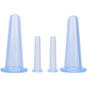 4Pcs Transparent Massage Cupping Set Silicone Mini Facial Cups Face Massager Helper Skin Care Neck Back Eyes Massaging Cup, Manual Back Massagers, Silicone Cupping Set