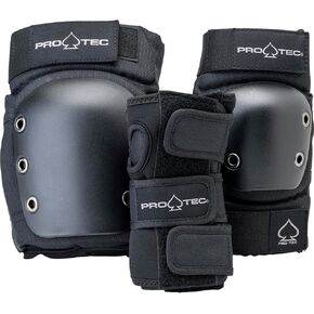 Pro-Tec Street Adult 3-Pack Open-Back Pad Set - Ideal for Skateboarding, Bicycling, BMX and Roller Skating – Black X-Large