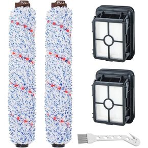 Lemige Brush Filter Replacement Parts for Bissell CrossWave Vacuum 3888A 1785 Pet Pro 2306A Cordless Wet Dry Vac, 3 Pack 2460 Multi-Surface Pet Brush Roll & 1866 Vacuum Filter, Part 1613568 1608684