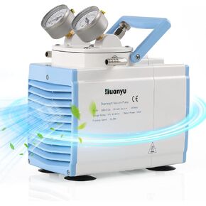 Huanyu Oilless Diaphragm Vacuum Pump 30L/min Lab Vacuum Pump Chemical Resistant No Oil Vacuum Pump Laboratory Vacuum Filtration Extraction Distillation 110V (Single Pump, GM-0.5A)