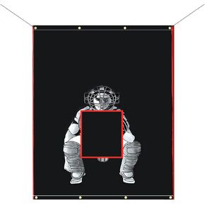 Baseball Pitching and Batting Target Backstop - 5'X6' FT Hitting Cage Vinyl Backstop with Target Strike Zone Softball Heavy Duty Black Backstop