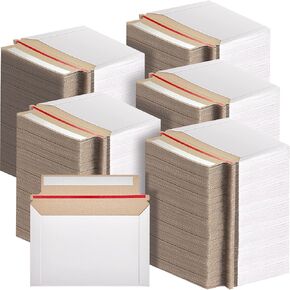 200 Pcs 6.5 x 4.5 Inch Rigid Mailers White Cardboard Envelopes Photo Mailers Vinyl Records Mailers Document Mailers Cardboard Shipping Envelopes for Calendar, CD, Photos, Document
