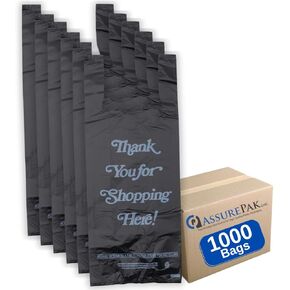Black Printed HDPE Liquor T-Shirt Bags - 8"x4"x20" - 1000 Bags - 25 microns - Black - 8420HDBWP