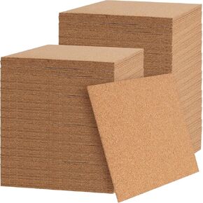 LEXININ 200 PCS 4 x 4 Inch Self Adhesive Cork Coaster Backing Sheets, 1mm Thick Small Cork Board Tiles Backing, Square Sticky Cork Board Mat for Coasters, DIY