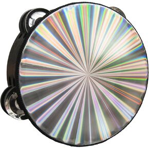 Tambourine for Adults Hand Held Tambourine Drum, Wooden Tambourine Metal Jingles Percussion Single Row Hand Tambourines for Church KTV Party (4 Inch)