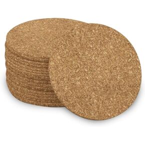 Adhesive Backed Cork w/Radius Corners for Coasters, Trivets and Art Projects – 1/16" Thick x 4" Diameter (100 PC)