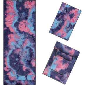 Yoga Towel, Hot Yoga Mat Towel Non Slip with Grip Dots, Rectangular Wrap Design, Super Absorbent Yoga Towel & Hand Towel for Hot Yoga, Pilates and Workout 72" x 24", Blue & Purple