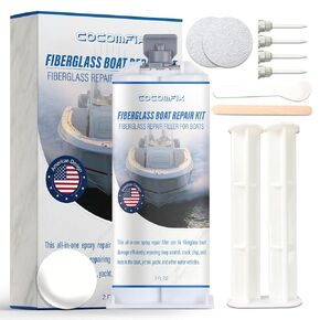 Marine Fiberglass Repair Kit, Gel Coat Repair Kit for Boats (White), Fiberglass Repair Epoxy for Deep Holes, Chips, Cracks, and Pits on Fiberglass, Acrylic, Porcelain and PVC