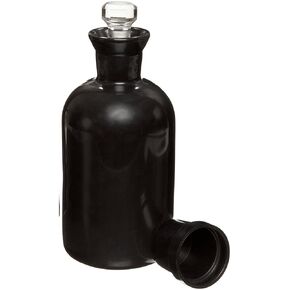 Wheaton 227667 Glass BOD Bottle with Robotic Stopper, 73mm Diameter x 167mm Height, 300mL Capacity, Unnumbered (Case of 20), Black