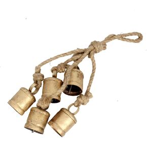 Set of 5 Vintage Country Rustic Style Bells Cluster Hanging Handmade Metal Harmony Christmas Hanging Cow Bells