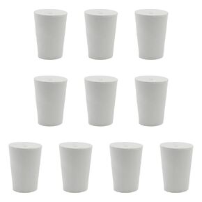 10 Pack Solid Rubber Stoppers - 00# Tapered Shaped Lab Bungs Plug - White Lab Plug for Flask, Plug Holes, Test Tube