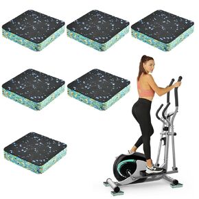 6 Pcs Rubber Treadmill Mat Pads, Anti-Vibration Pads, 4" X 4" X 0.8" Shock Absorbing Mats, High Density Rubber Pads for Protect Floors, Washer, Dryer, Treadmill, Air Compressor