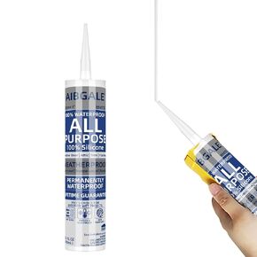 White Silicone Sealant Waterproof, All-Purpose 100% Silicone Caulk, Adhesive Caulking Sealant Tool for Indoor & Outdoor Windows, Aquarium, Bathtub Auto Leak Seal, 10.1 oz Cartridge, 1 Pack (1)