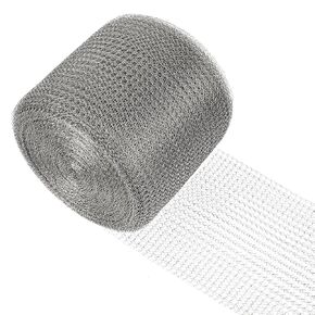 5 Inch X 100 Ft Wire Mesh Roll Stainless Steel Hole Filler Fabric for Mice Control Flexible Double Layer Gap Blocker Wire Mesh Roll Window Screen Mesh for Garden House and DIY, Rodent Barrier