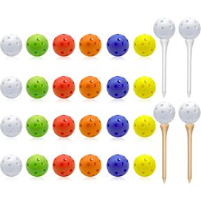 Practice Golf Balls 27-Pack, 42mm Foam Golf Balls with 4 Golf Tees, 6 Colors of Foam Golf Balls for Backyard