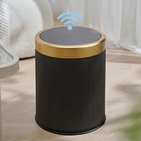 URALFA Automatic Motion Sensor Bathroom Trash Can with Lid, 10.5 Liter / 2.8 Gallon Touchless Trash Bin, Smart Dog Proof Garbage Can, Small Waste Basket for Toilet, Office, Bedroom (Cream White)