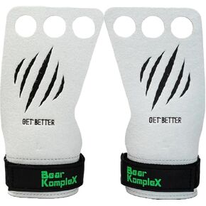 Bear KompleX 3 Hole Pinnacle Hand Grips for Crossfit Workouts, Pull-ups, Weightlifting, WOD Gymnastics, Crosstraining Palm Grips with Wrist Wraps, Hand Protection from Rips and Blisters, 1 Pair