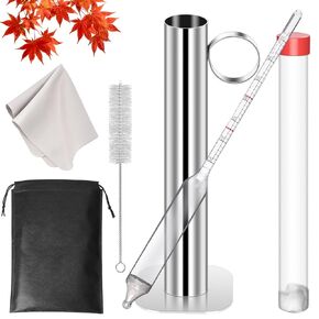 6pcs Maple Syrup Hydrometer Kit,Maple Syrup Density Kit,Stainless Steel Maple Syrup Hydrometer Test Cup Kit,Maple Syrup Supplies for Measuring Sugar Content in Syrup Sap